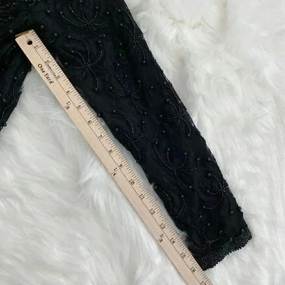 Scala Womens Medium Vintage Lace Beaded Floral Open Jacket Black Beaded - Picture 8 of 9